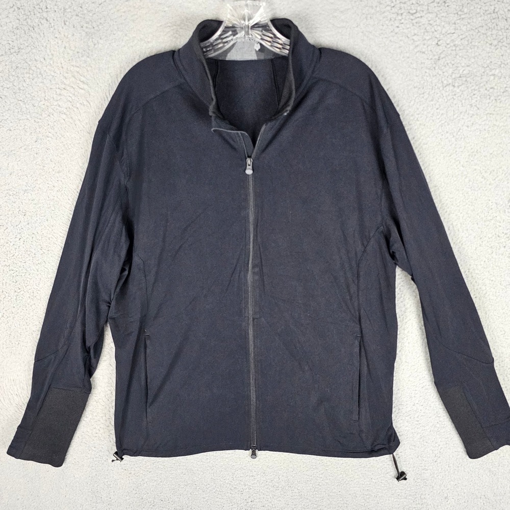 Greyson Full Zip Jacket Men XL Black Mock Neck Wolf Logo Performance Activewear